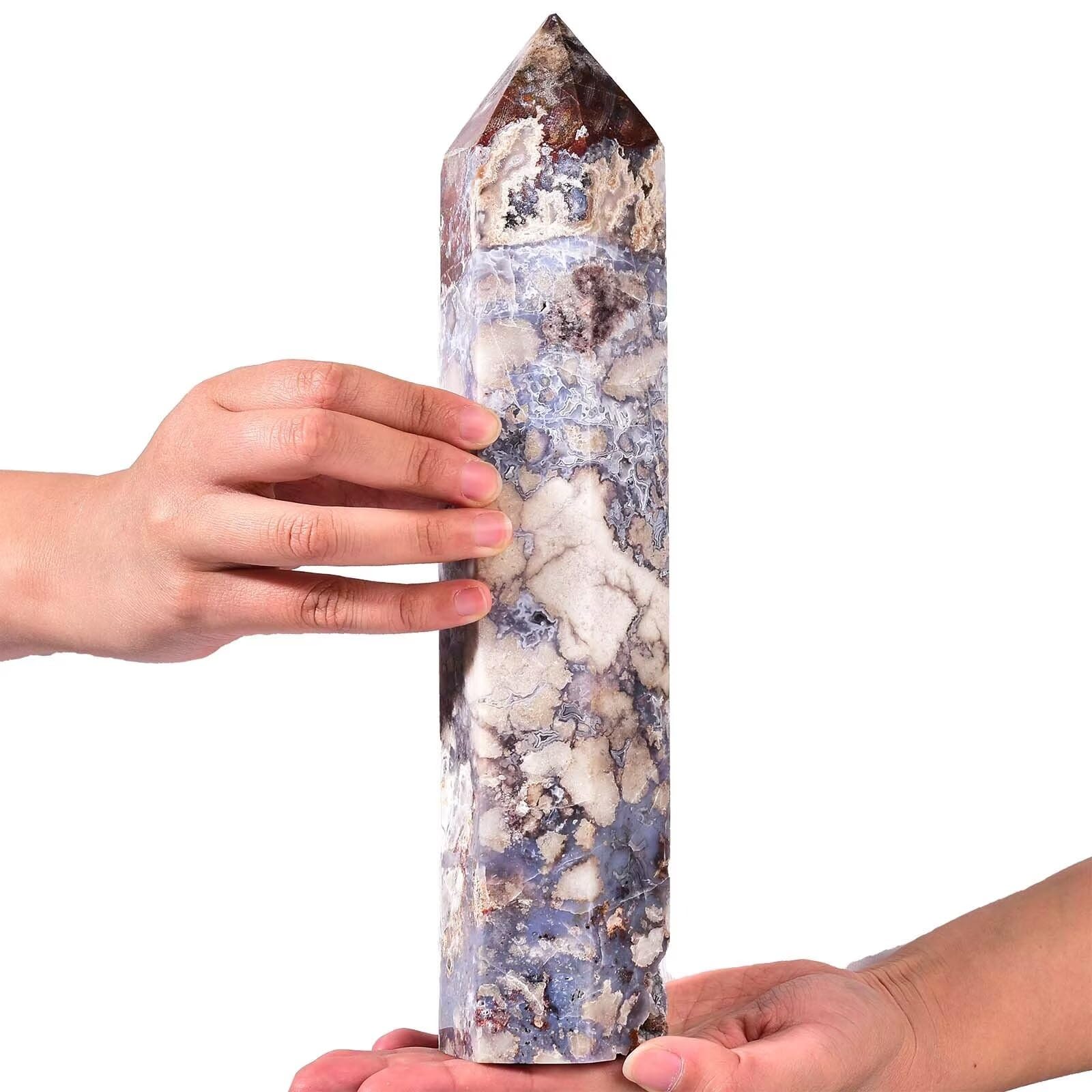 AMOYSTONE wand side view highlights natural color variation, ideal for display and ambient energy.