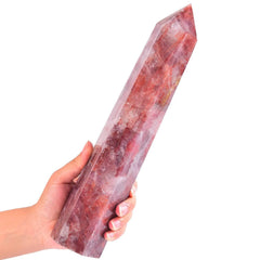 AMOYSTONE large red hematoid quartz wand for meditation and energy focus.