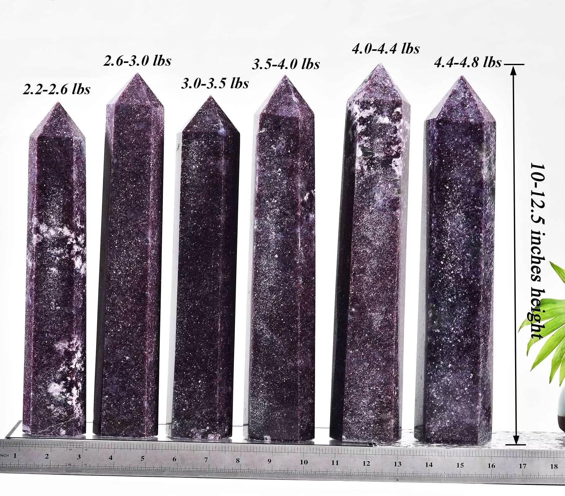 AMOYSTONE Lepidolite wand on table display ideal for meditation practice