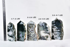 AMOYSTONE moss agate obelisk energy-grid setup for balanced ambience