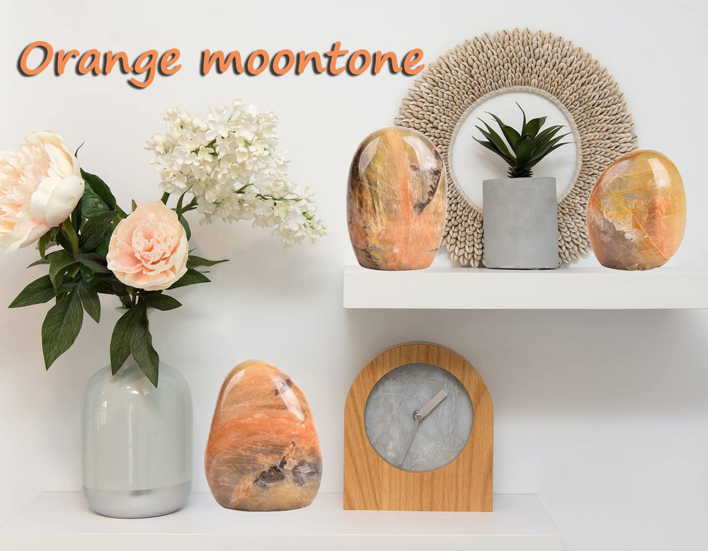AMOYSTONE orange moonstone variation highlights natural unique patterning
