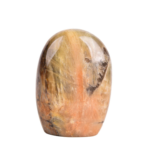 AMOYSTONE orange moonstone ornament with polished surface for serene decor