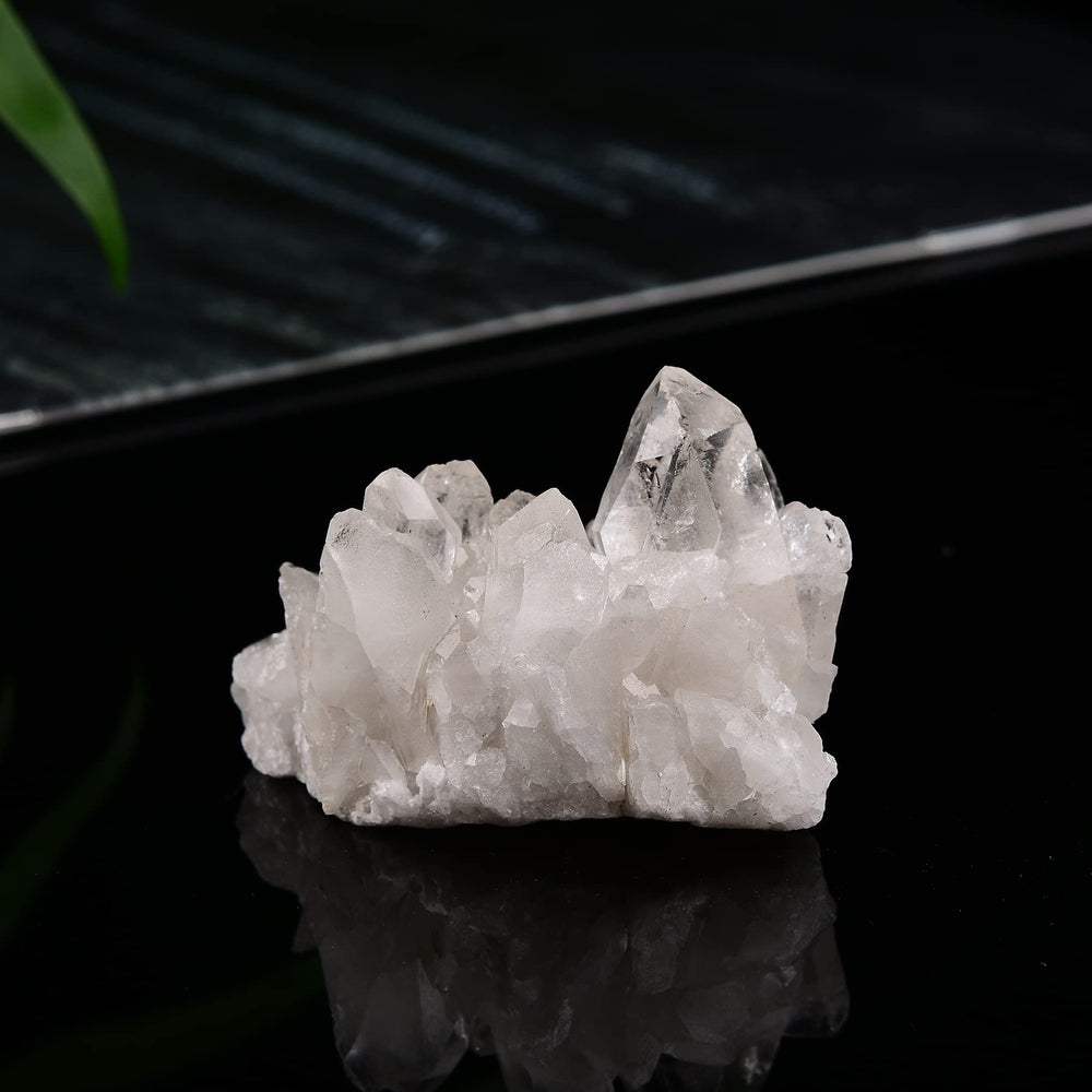 AMOYSTONE quartz cluster meditation setup for calm focus.