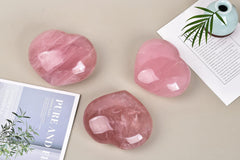 AMOYSTONE rose quartz heart displayed as part of home decor setup