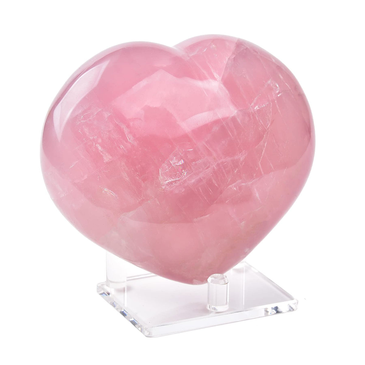 AMOYSTONE rose quartz heart, large pink crystal ideal for meditation and decor.