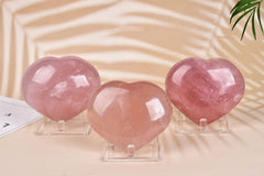 AMOYSTONE rose quartz heart used during meditation for focus and calm