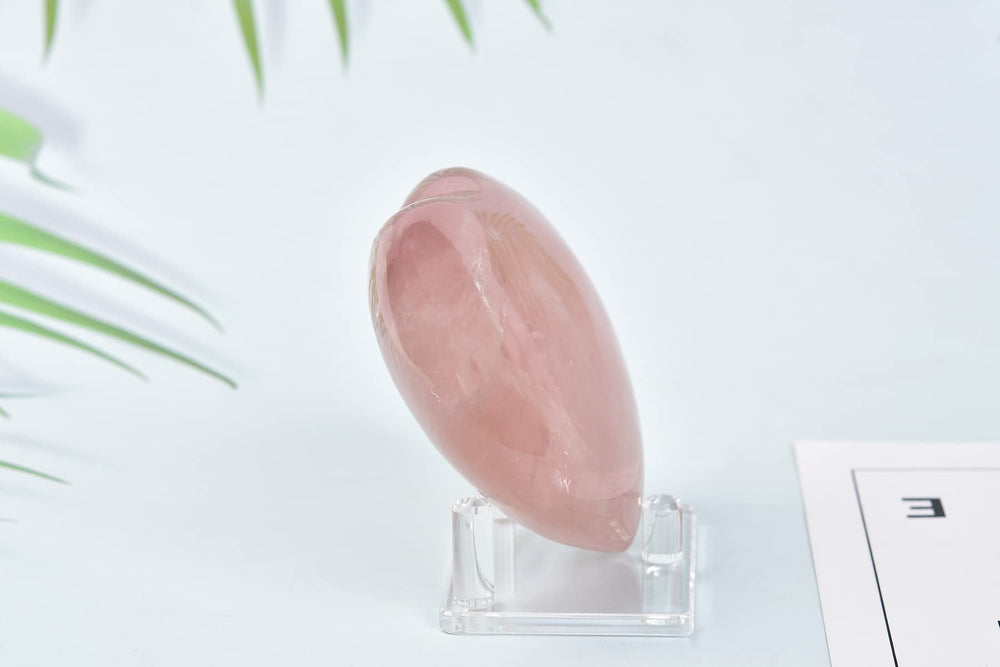 AMOYSTONE rose quartz heart with natural variations adds unique crystal character