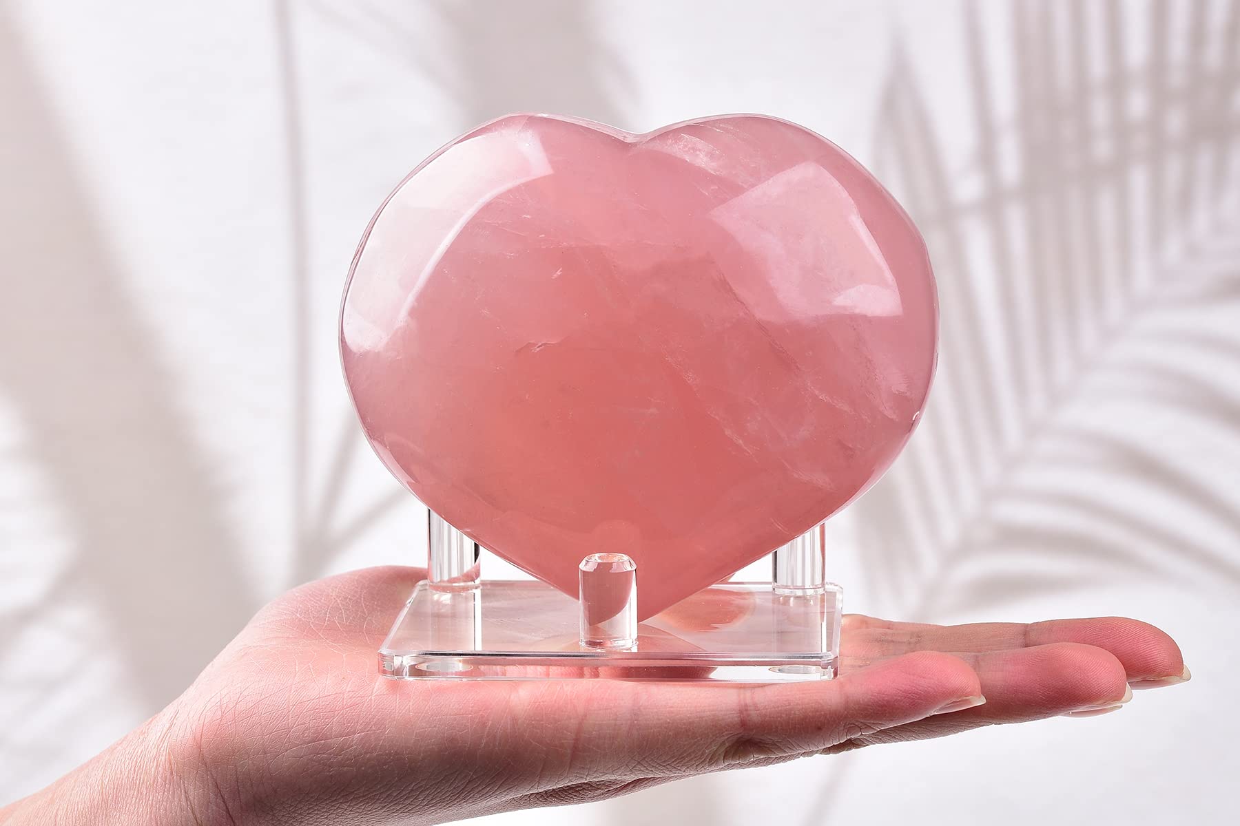 AMOYSTONE rose quartz heart, puffy heart shape suitable for calm moments.