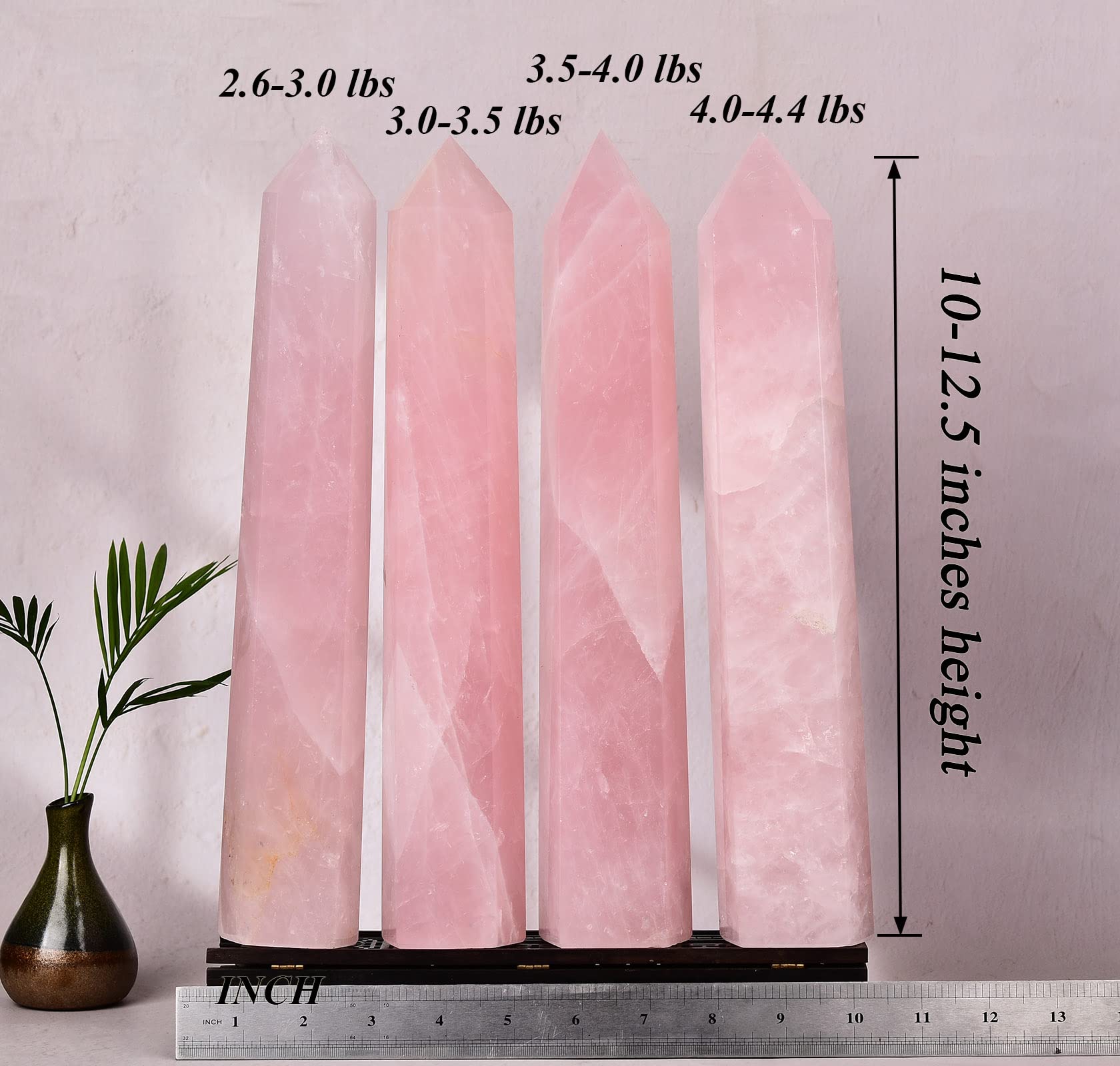 AMOYSTONE rose quartz wand point concentrates energy on target areas.