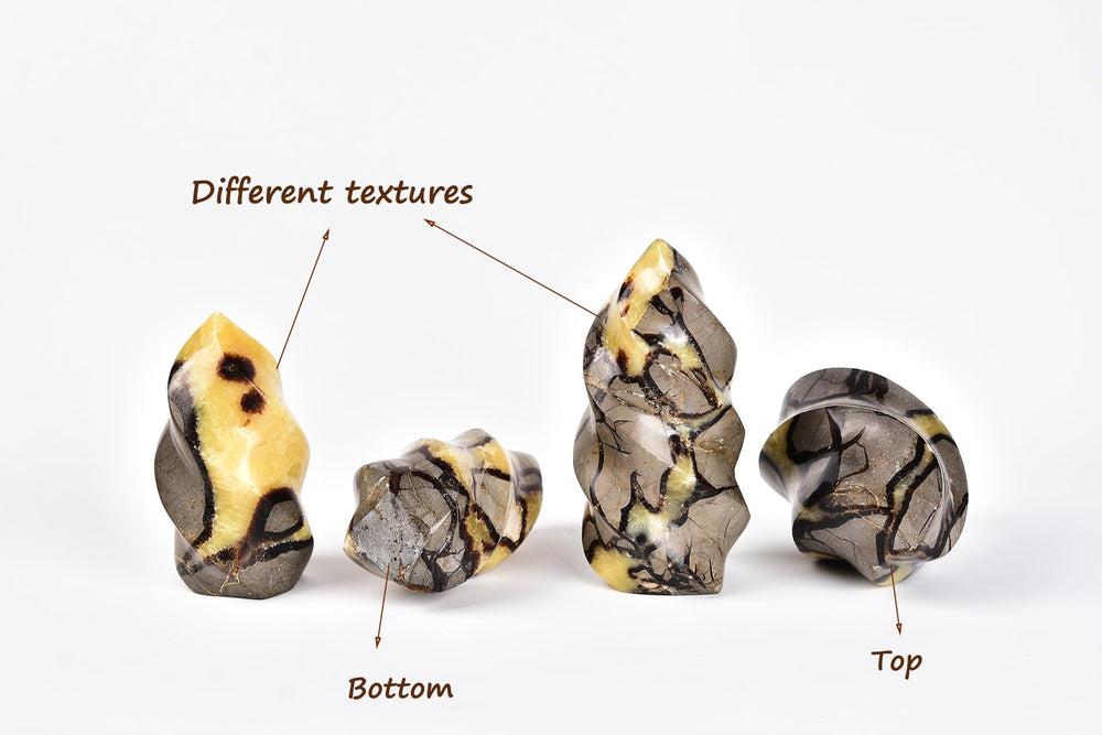 AMOYSTONE Septarian Flame Tower natural pattern highlights turtle-like cracks for unique décor