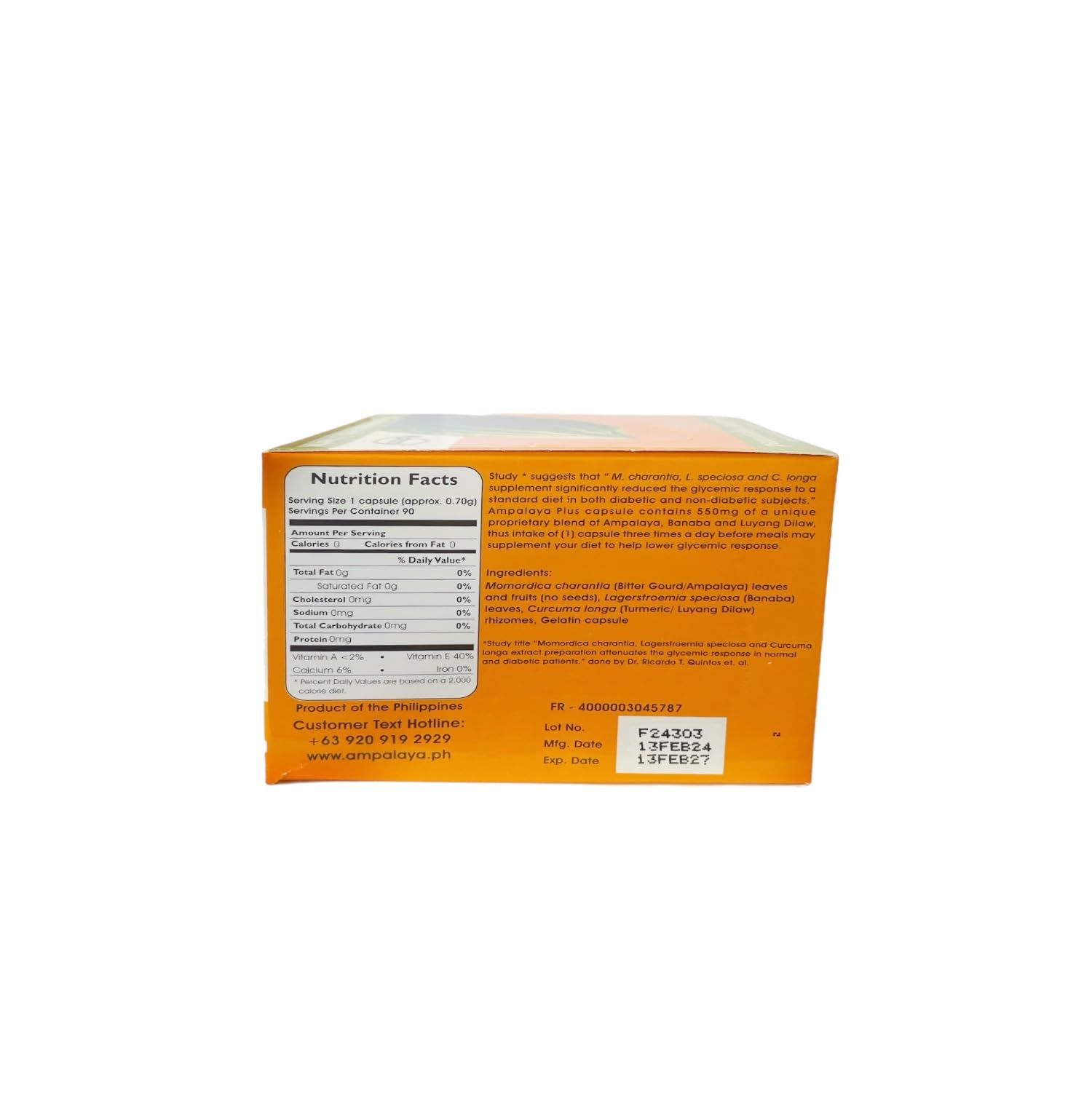 Ampalaya Plus capsules close-up highlighting 550 mg blend for daily nutrition