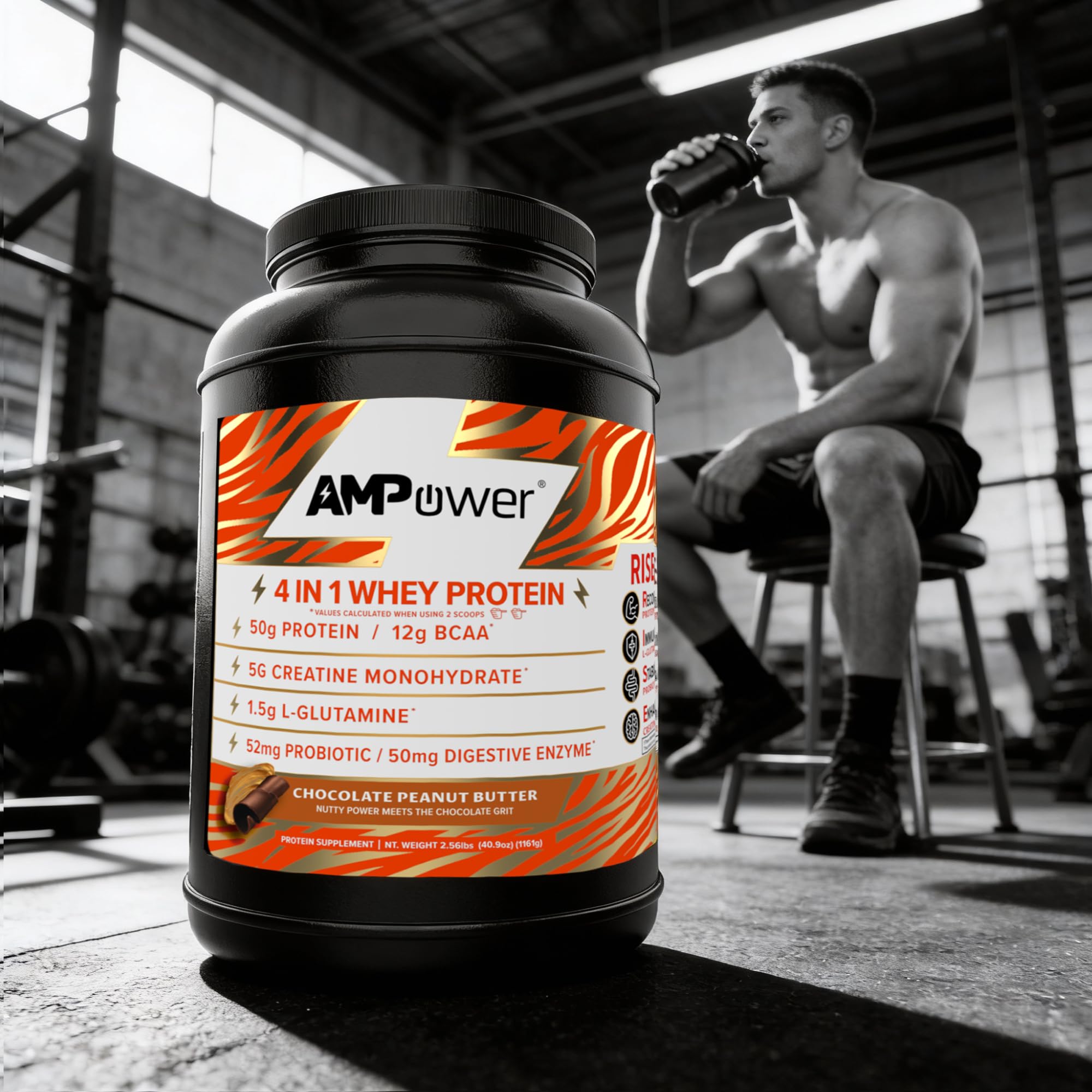 AMPOWER label close-up emphasizing premium formula