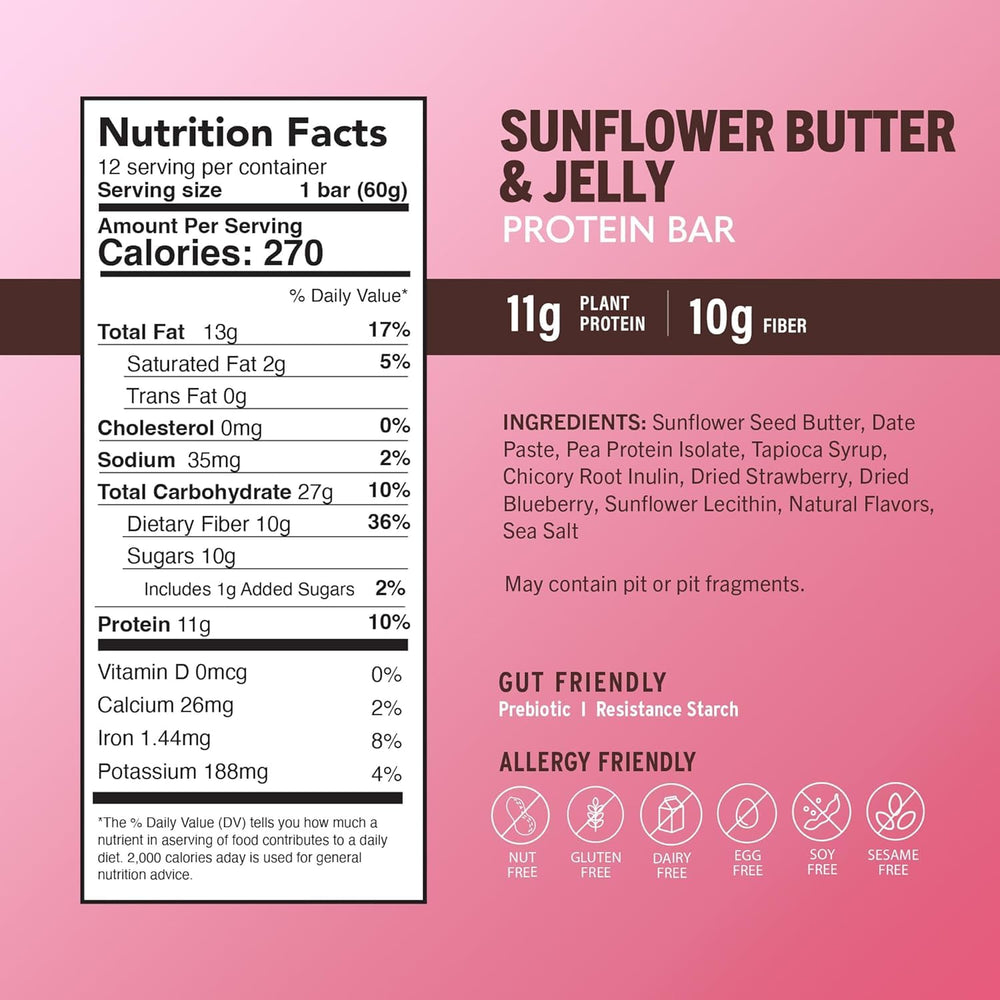 Amrita 11g plant-based protein bar nutrition facts highlighting protein content for energy.