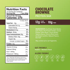 Amrita bar ingredients list featuring dates, brown rice protein, and seeds.