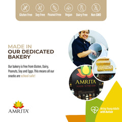 Amrita Nut Free Dark Chocolate Quinoa Bars in lunchbox, kid-friendly, dairy-free and gluten-free