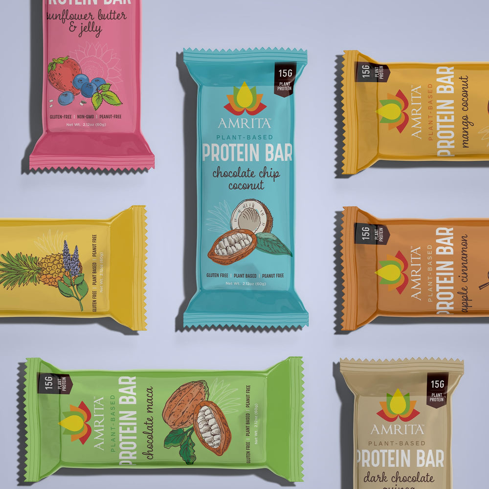 Amrita Nut Free Vegan Protein Bar – Dark Chocolate Quinoa, rich flavor and fiber.