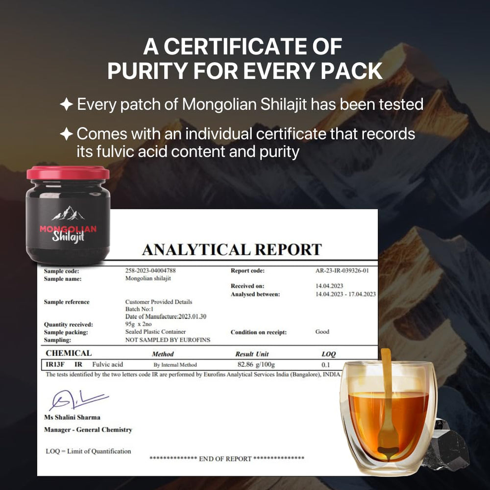 AMU NUTRITION Fulvic acid-rich resin showing mineral content for wellness