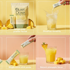 AMUA Quiet Dose Drink on-the-go setup for a mindful night routine.