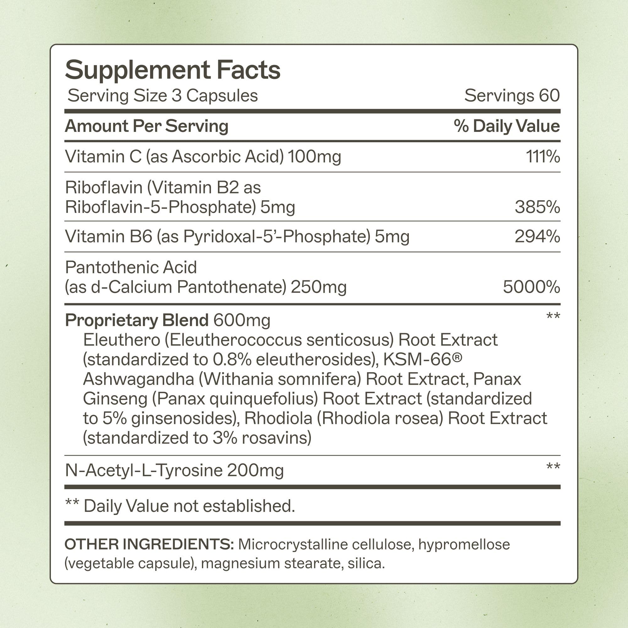 Amy Myers MD Adrenal Support label closeup highlighting gluten-free and allergen-friendly formula
