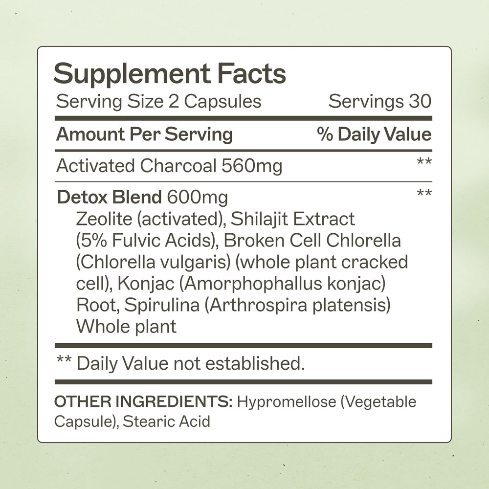 Amy Myers MD Charcoal Binder Complete bottle back detailing ingredients and gut support benefits