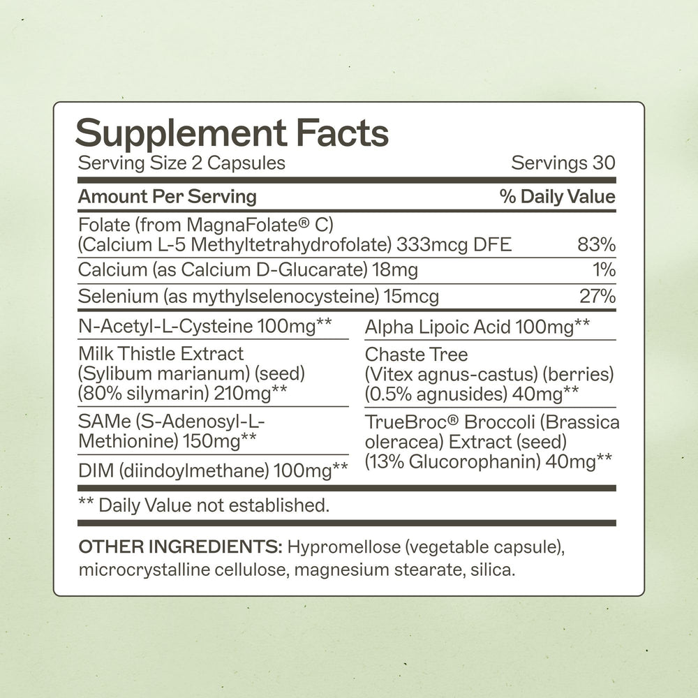 Amy Myers MD EstroProtect capsules close-up for estrogen metabolism support.