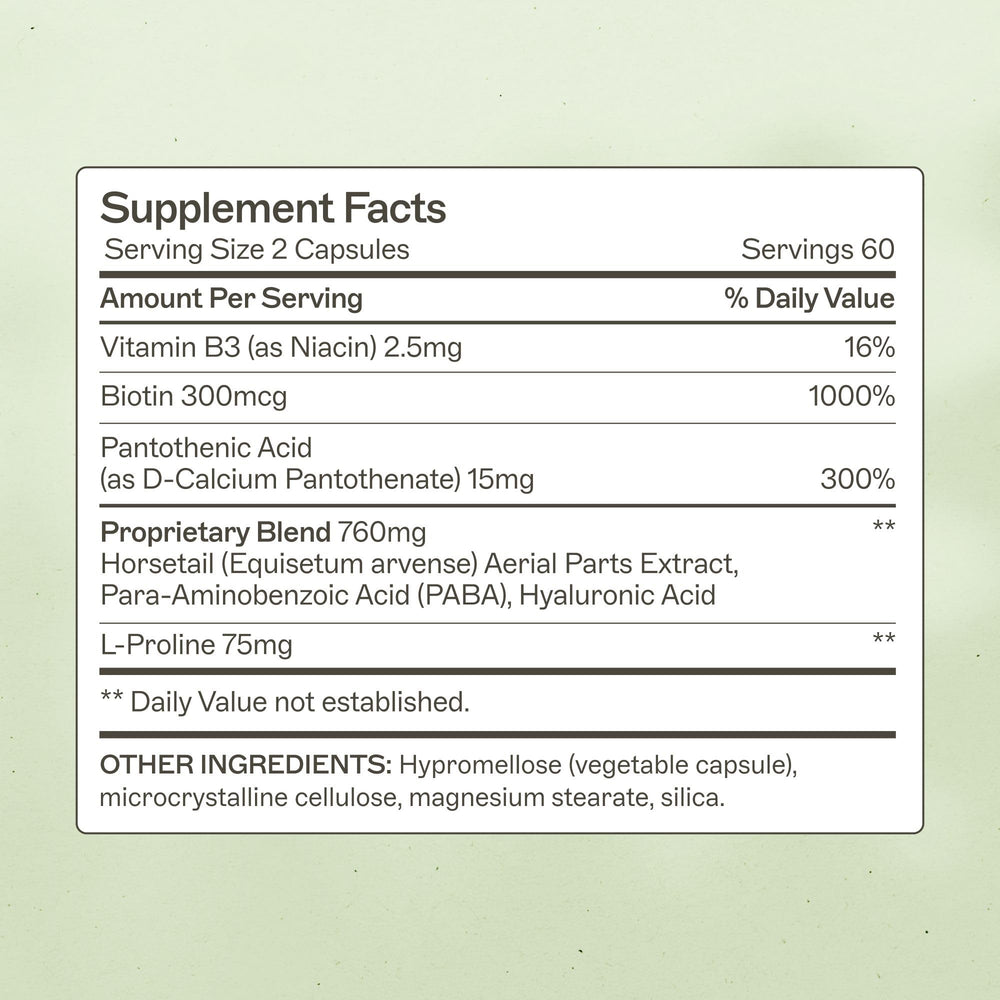 Closeup of Amy Myers MD Hair Skin and Nails capsules highlighting smooth texture.