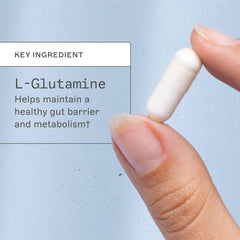 Packaging box for Amy Myers MD L-Glutamine capsules conveys gluten-free, physician-formulated quality.