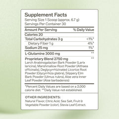 Amy Myers MD Leaky Gut Revive tub back highlights key ingredients for gut care.