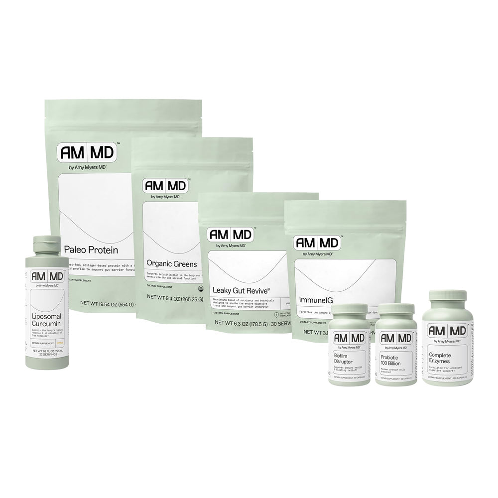 Amy Myers MD Leaky Gut Support Protocol bottle promotes daily gut health.