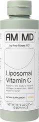 Amy Myers MD liposomal vitamin C bottle being poured for easy immune support.