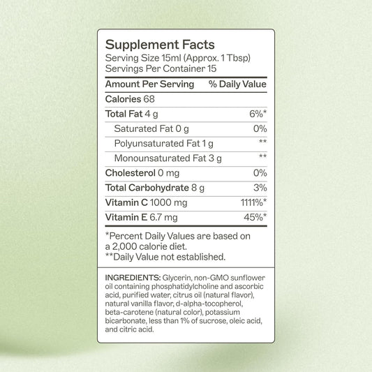 Amy Myers MD liposomal vitamin C liquid with dropper showing convenient daily dosage.