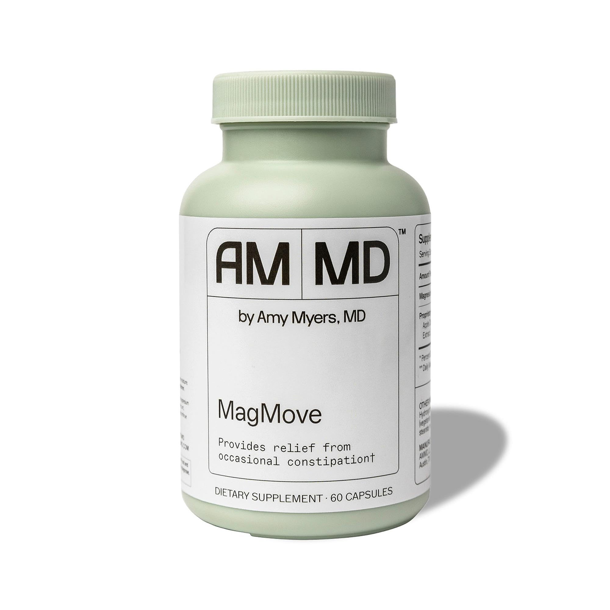 Amy Myers MD MagMove bottle with capsules supports gut motility.