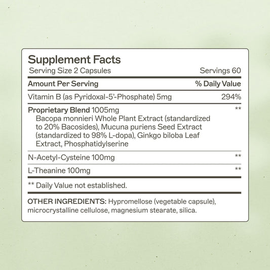 NeuroLive capsules close-up, emphasizing focus and memory support.