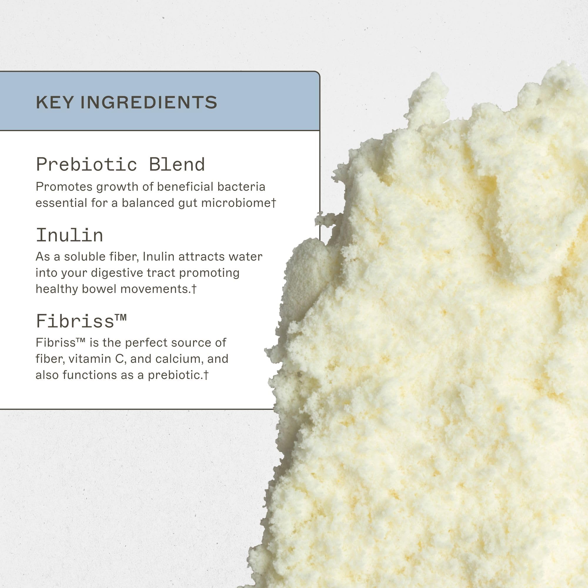 Amy Myers MD organic acacia fiber powder pouring into a glass for easy blending.