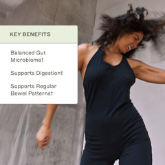 Amy Myers MD prebiotic fiber powder mixed in water for gentle digestive support.