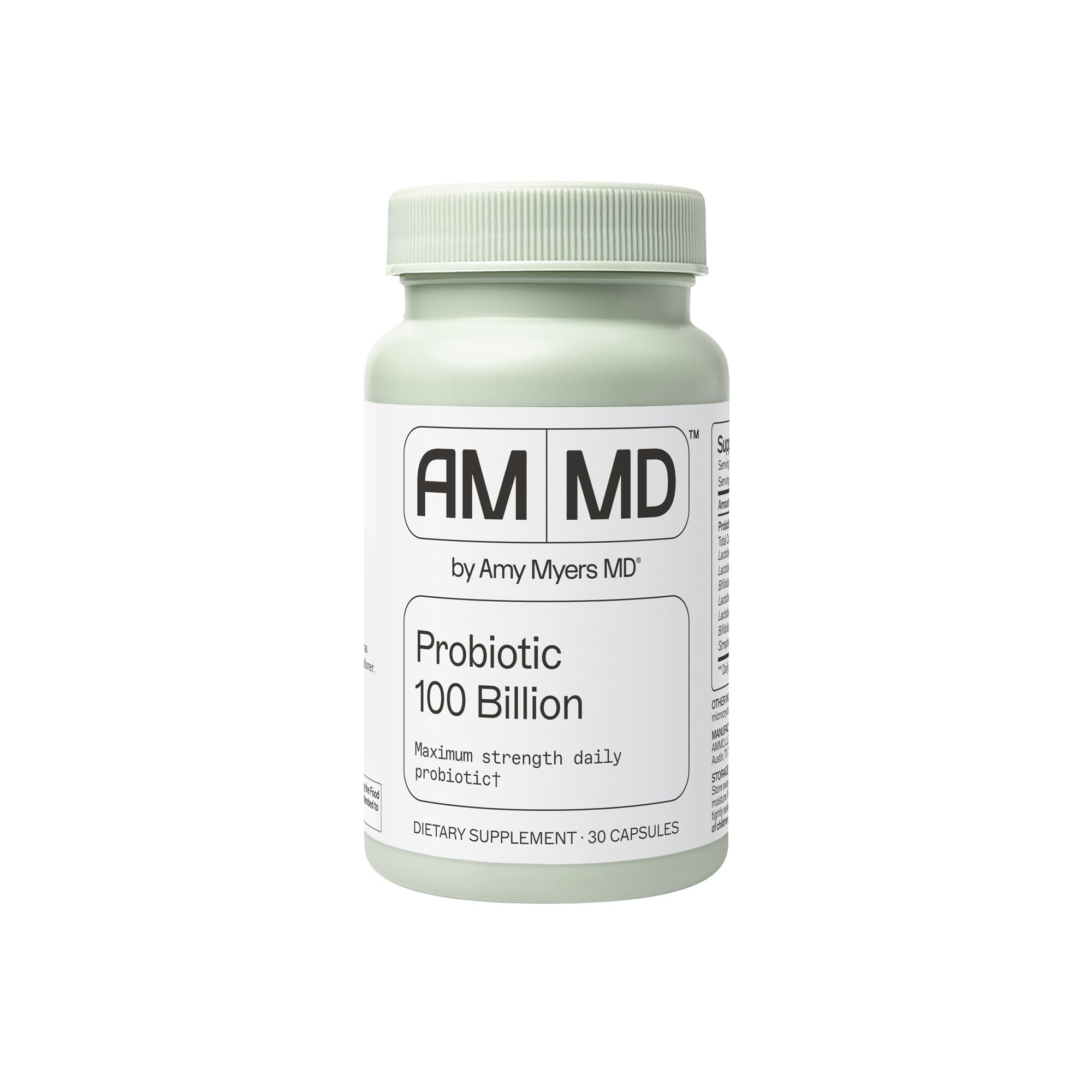 Amy Myers MD Probiotic 100 Billion bottle for daily digestive support.