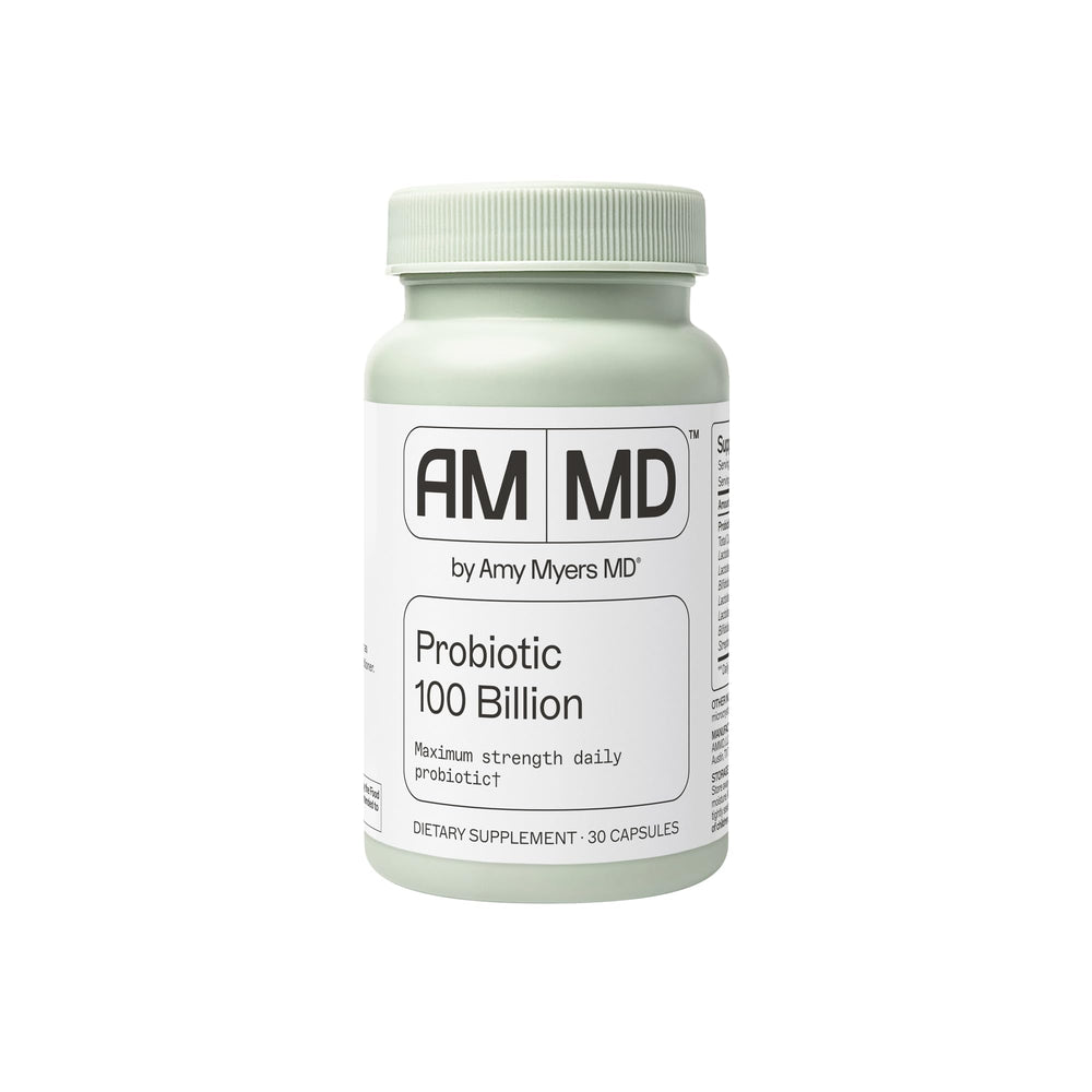 Amy Myers MD Probiotic 100 Billion bottle for daily digestive support.
