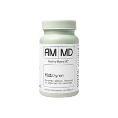 Amy Myers MD Histazyme bottle front supporting histamine digestion and gut comfort.