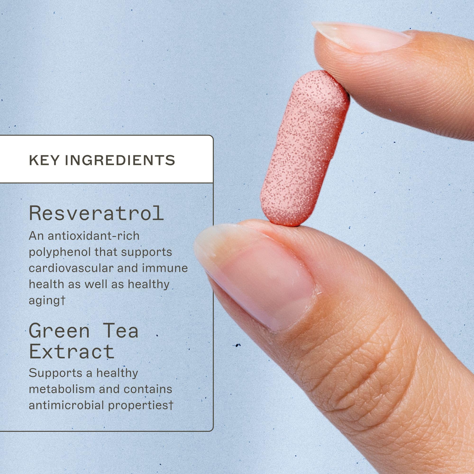 Amy Myers MD Resveratrol label detail highlights gluten-free, non-GMO formulation.