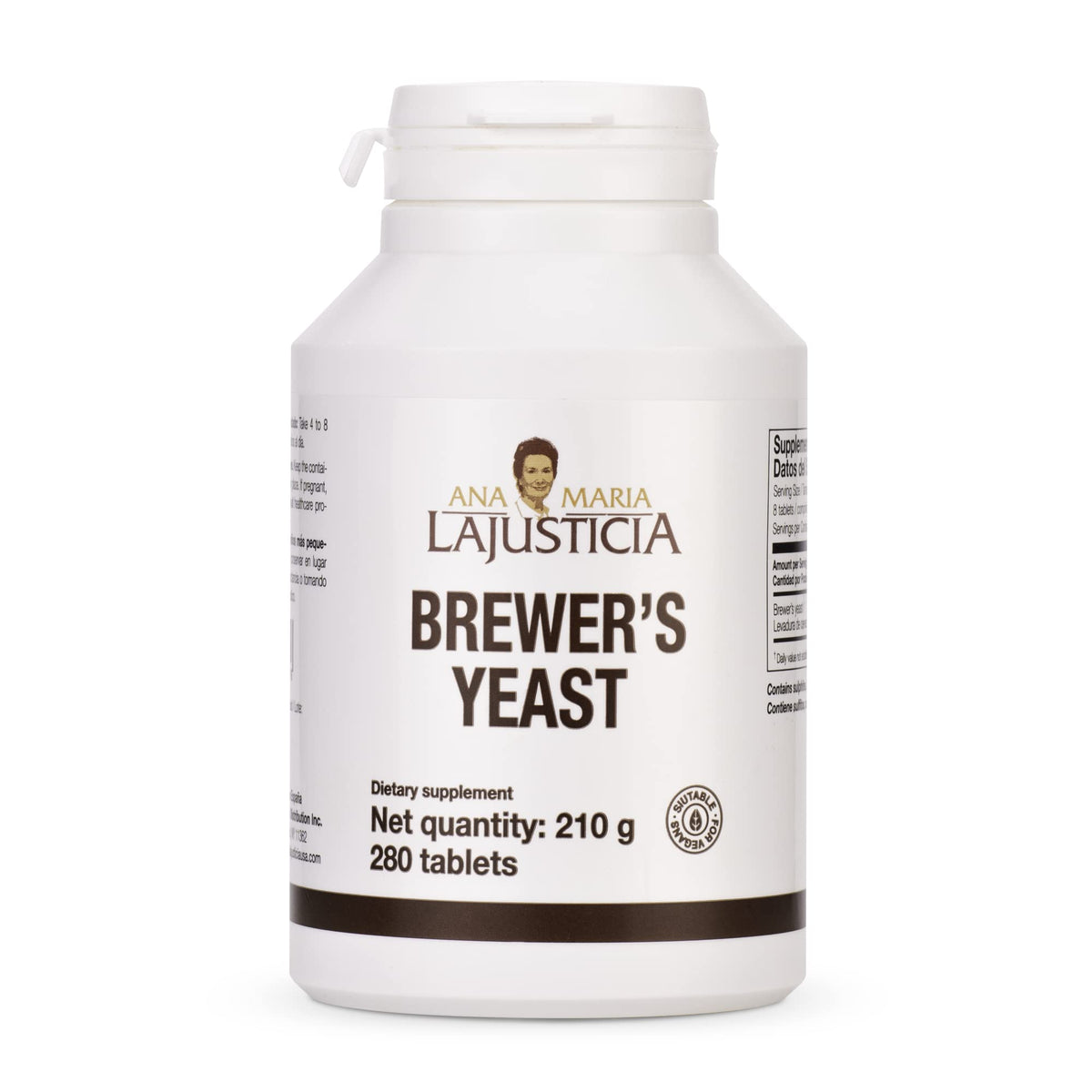 Ana Maria Lajusticia Brewer's Yeast bottle showing natural vitamin source for daily nutrition