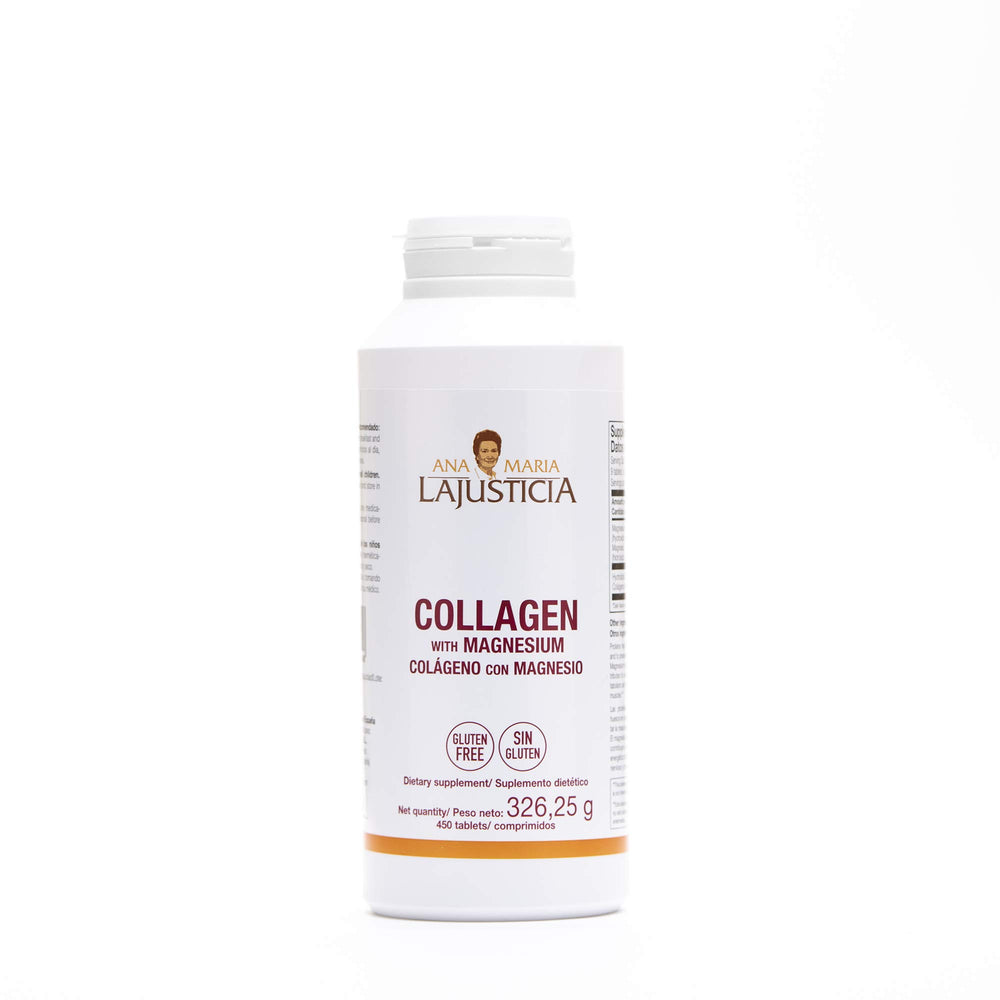 Ana María Lajusticia collagen with magnesium bottle open capsules for easy daily intake