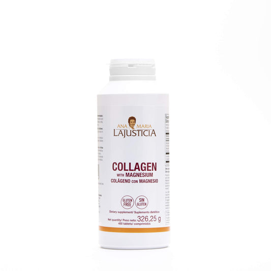 Ana María Lajusticia collagen with magnesium bottle open capsules for easy daily intake