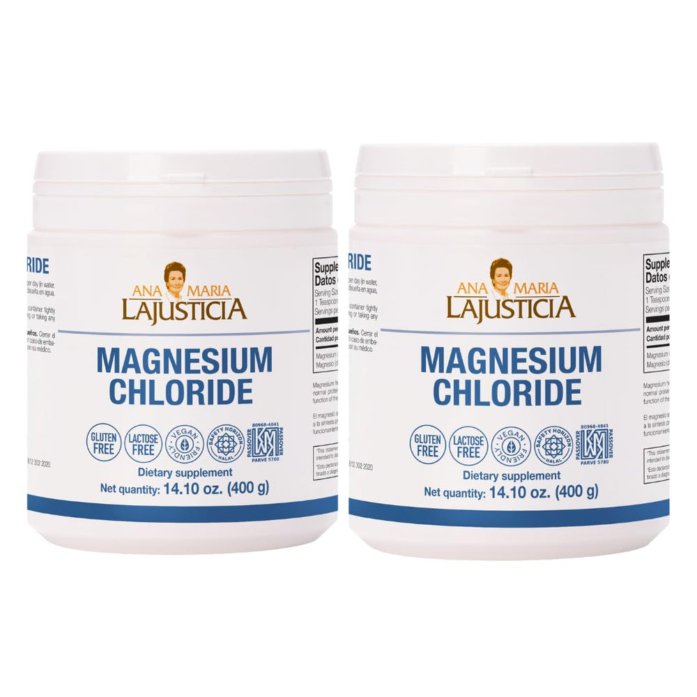 Ana Maria Lajusticia magnesium chloride 400g bottle pack ready for daily energy support.