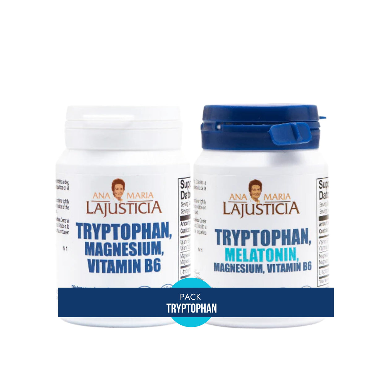 Ana María Lajusticia Tryptophan Day Night Pack front, convenient daytime balance and evening calm