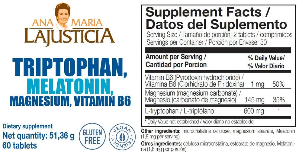 Ana María Lajusticia Tryptophan Melatonin night form, designed for peaceful evenings