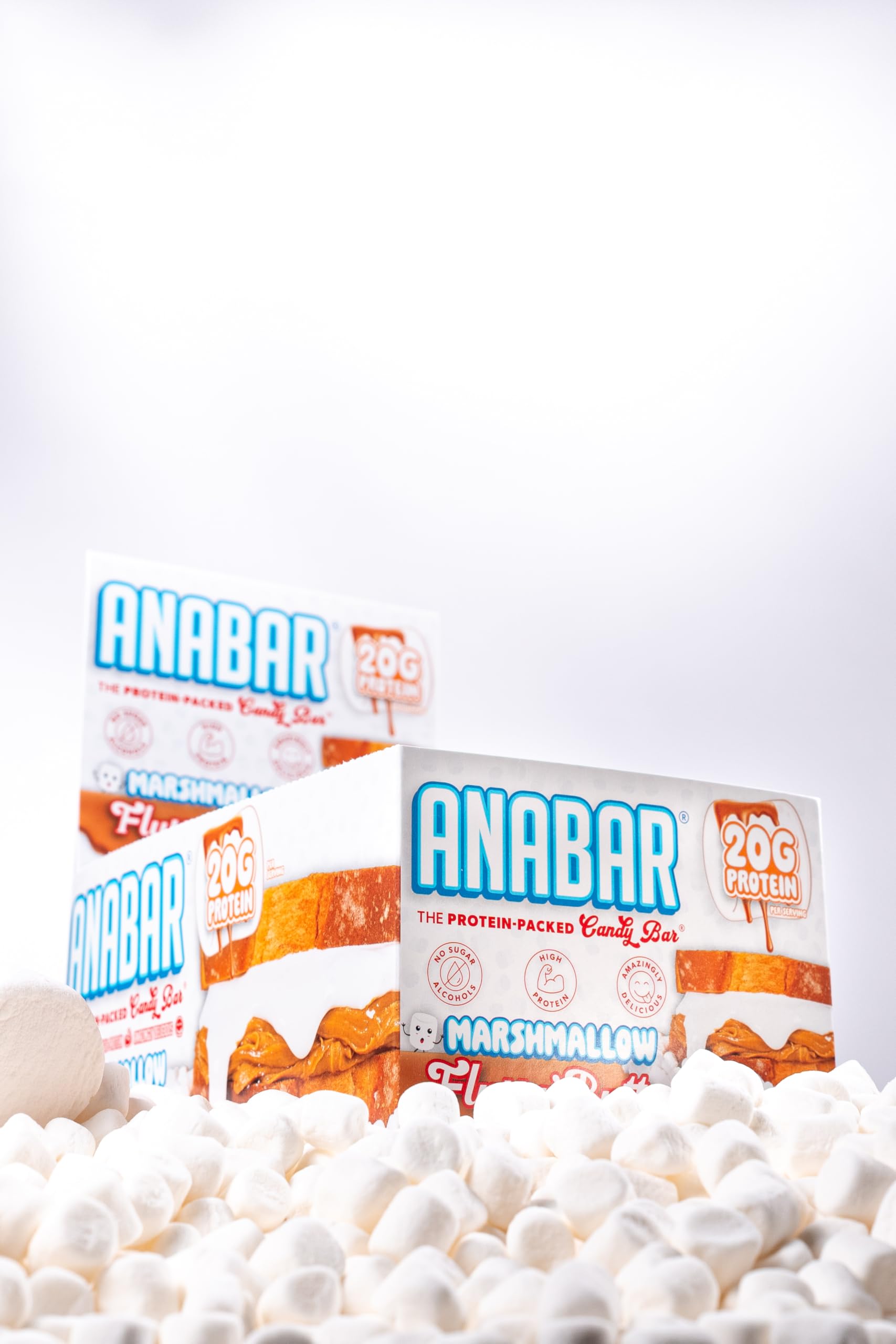 Anabar bar sliced open to show marshmallow center and protein-packed interior.