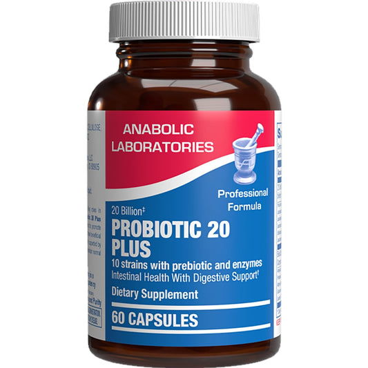 Anabolic Laboratories digestive enzymes and probiotics bottle showing broad gut health support.