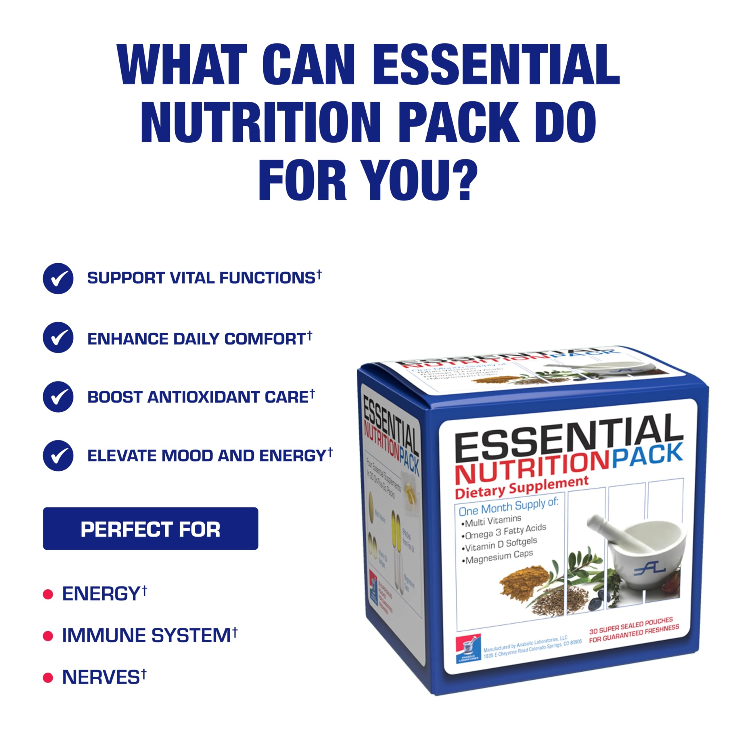 Anabolic Laboratories sealed packets demonstrate travel-friendly convenience for busy on-the-go lifestyles.