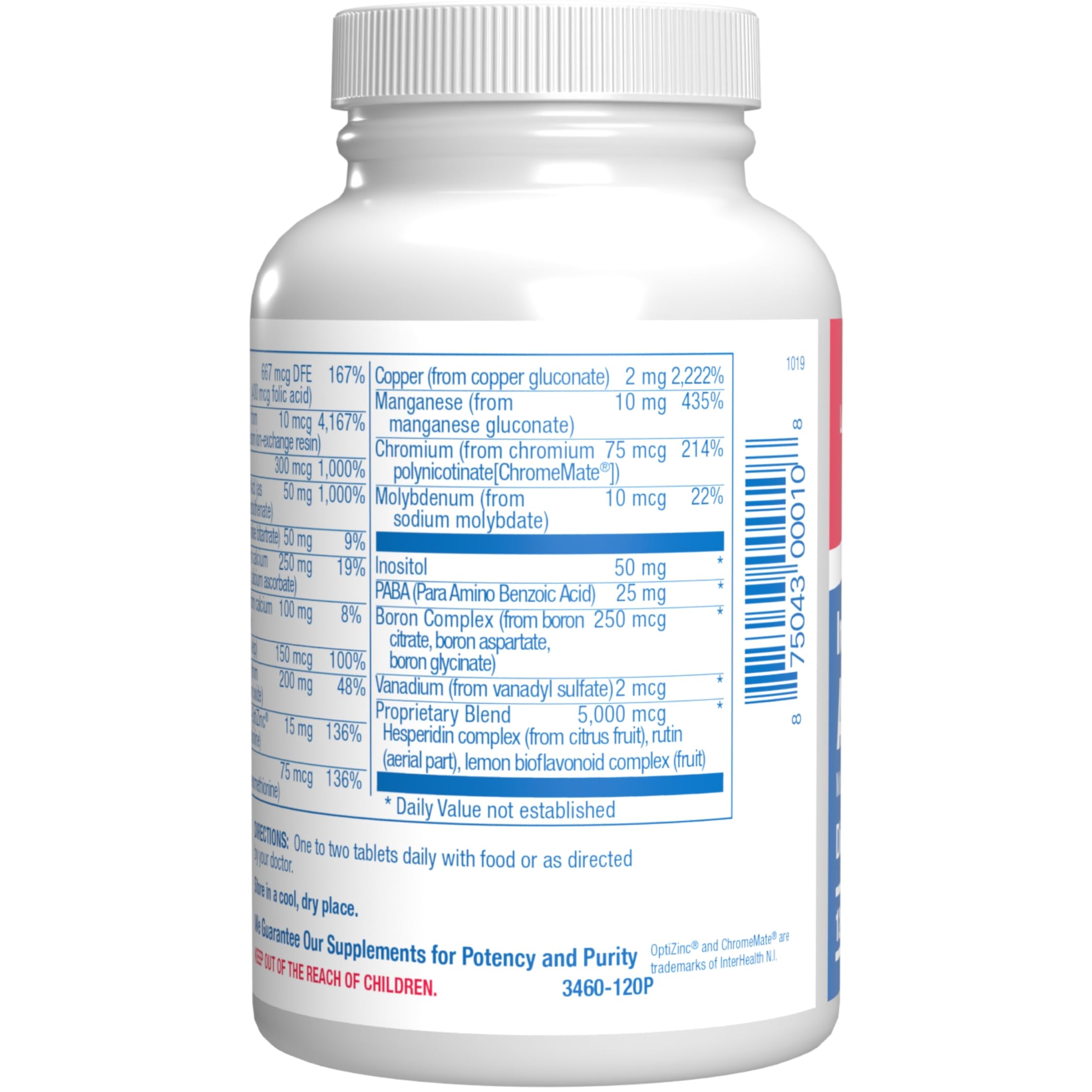 Label of AVED multivitamin from Anabolic Laboratories indicating quality.
