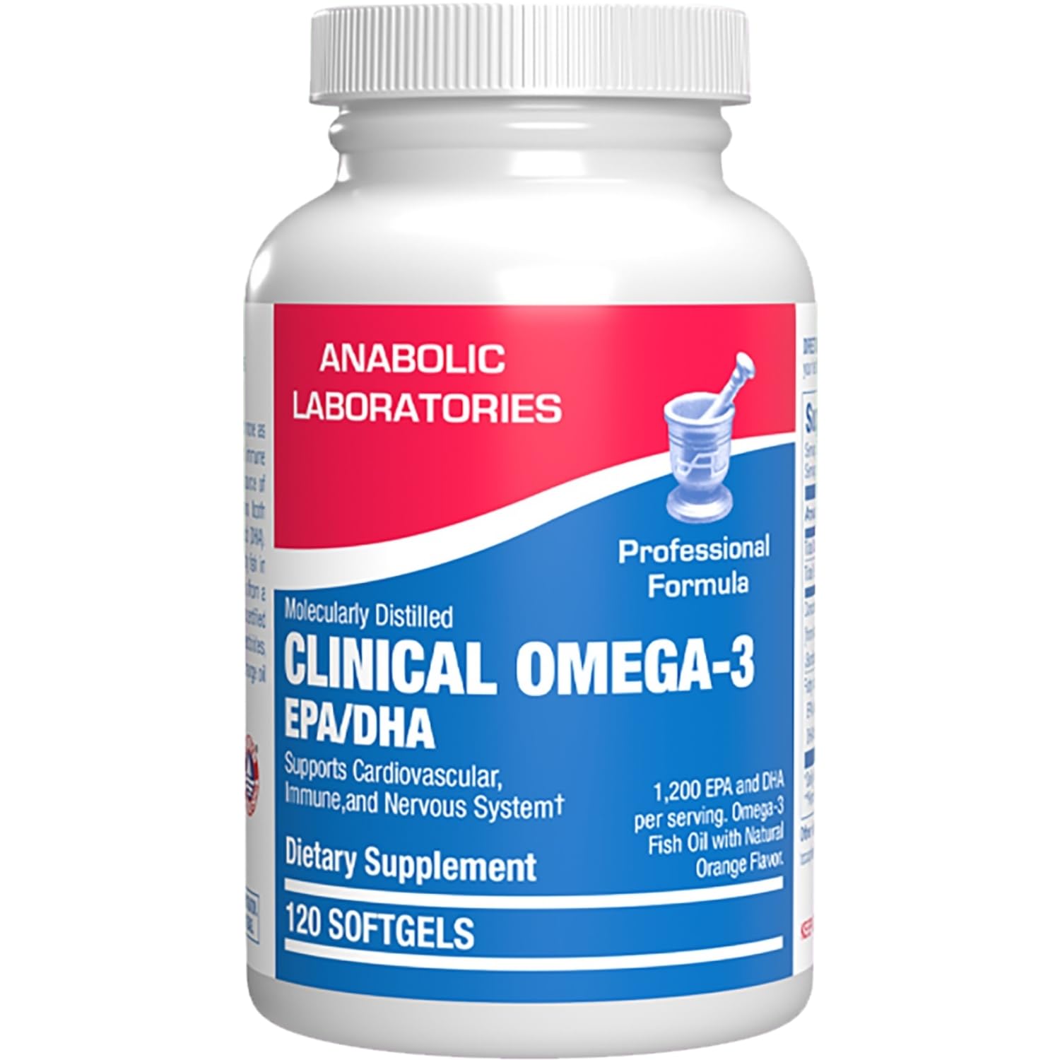 Anabolic Laboratories Clinical Omega-3 softgel bottle highlighting high EPA and DHA potency